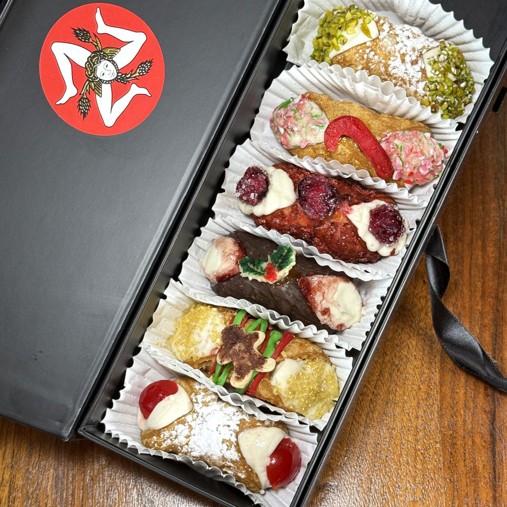 This year's Holiday SetBox of 6 Small Gourmet Cannoli is a perfect treat for yourself, your friends, family, colleagues, and anyone who is near and dear to your heart! Enjoy Chef Maria's pick of favourite Holiday flavours.


Top to bottom:&nbsp; Traditional Pistachio, The Candy Cane, The Mulled Wine, The Yule Log, The Gingerbread, and Traditional Cherry.


And, to all a very Happy Holiday Season!
