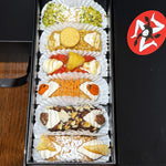 Our SetBox of 6 Large Cannoli is the ultimate Italian dessert experience! Each box contains six meticulously crafted, crispy cannoli shells filled with a rich, creamy blend of sweet ricotta cream, delicately flavoured with trending emulsions and reductions.&nbsp; Included in the SetBox of 6 Small Gourmet Cannoli are:

Top to bottom:&nbsp; Traditional Pistachio, The Golden Oreo, The Candy Apple, The Pumpkin Spice, The Chocolate Almond Cluster, and Traditional Orange.

So much to be grateful for this Season!