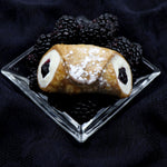 Did you ever think of such a thing?  Well, we did!  We combined our fresh, smooth ricotta filling with a dollop of blackberry jelly in the centre of our crispy, crunchy pastry cannoli shell making this one of our favourite Signature Jelly Cannoli.  Come and take a bite.  Every bite counts!!
*AVAILABLE WITH DAIRY-FREE CREAM FILLING!